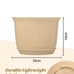 Kuber Industries Blue & Beige 6 Pieces Marble Finish Planters With Tray image 2