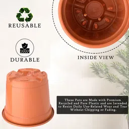 Kuber Industries 6-Pcs Orange-colored & Blue Durable Planters image 4