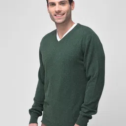 Woodland Men Green Solid Wool Pullover image 2