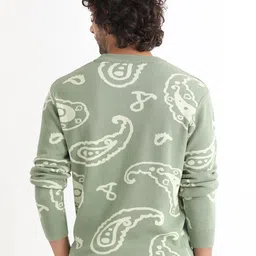 RARE RABBIT Men Tori Crew Neck Ethnic Motifs Sweater image 5