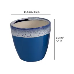 CDI Blue & White 2 Pieces Textured Conical Shaped Ceramic Planters image 2