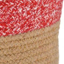 Homefab India Red & Brown 2 Pieces Jute & Cotton Woven Planters Baskets image 3