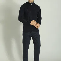 Indian Terrain Self Design Mock Collar Pure Acrylic Sweater image 5