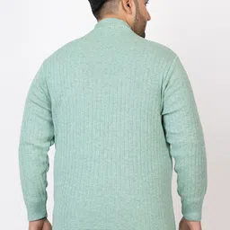 KVETOO Striped Acrylic Turtle Neck Pullover Plus Size Sweater image 4