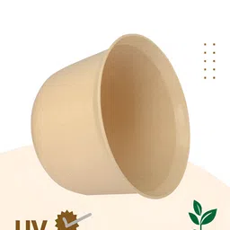 Kuber Industries White & Beige 3 Pieces Marble Finish Planters With Tray image 5