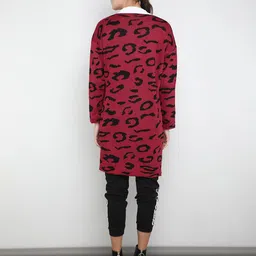 LULU & SKY Animal Self Design Longline Front-Open Sweater image 2