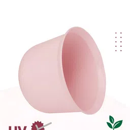 Kuber Industries White & Pink 3 Pieces Marble Finish Planters With Tray image 5