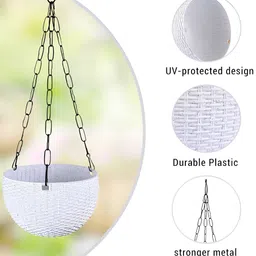 Kuber Industries Marble Euro White & Pink 6 Pieces Textured Hanging Planters image 5