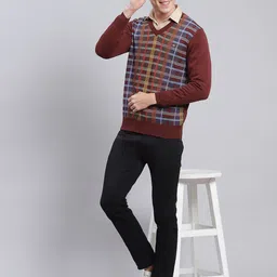 Monte Carlo Checked V-Neck Pullover Sweater image 5