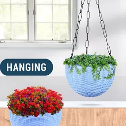 Kuber Industries Marble Euro White & Pink 5 Pieces Textured Hanging Planters image 4