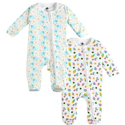 The Mom Store Infant Pack Of 2 Printed Pure Cotton Sleepsuits-picture-16
