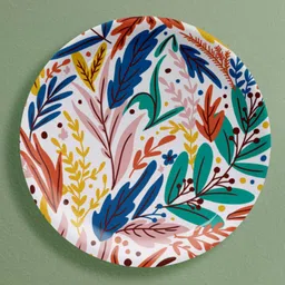 nestroots White & Blue 8 pieces Floral Printed Ceramic Wall Plates-picture-30