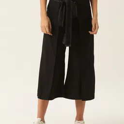 ZOELLA Women Black Regular Fit Solid Culottes-image-0