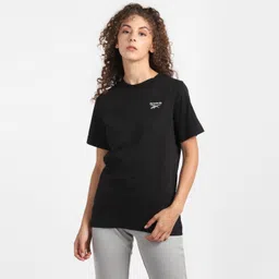 reebok RI Tee Women Solid Round Neck Pure Cotton Black T-Shirt-picture-11