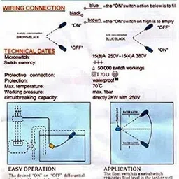 Aameria Floty Switch Automatic Water Level Controller 250 Volts Floty Water Level Controller WLC Square Head Float Switch Wired Sensor Security System Wired Sensor Security System Wired Sensor Security System image 5