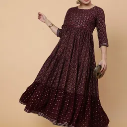 kimayra Women Printed Viscose Rayon Flared Kurta image 3