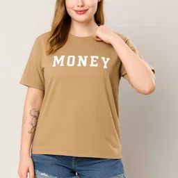 jileba international Women Graphic Print, Typography Round Neck Cotton Blend Black T-Shirt-picture-10