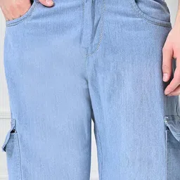sell4u Men Jogger Fit High Rise Light Blue Jeans image 3