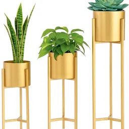 Modern Metal Floor Plant Stands Set of 3 for Living Room Bedroom Indoor Display Plant Container Set-image-94