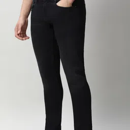 peter england Men Regular Fit Black Cotton Blend Trousers image 4