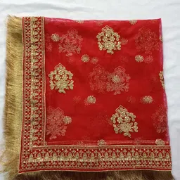asha chunri house Net Embroidered Red Women Dupatta image 2