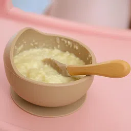 niloni Silicon Suction Bowl with Wooden Handle Spoon - Silicone image 2