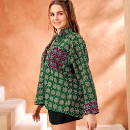 kaftanize Women Oversized Fit Geometric Print Button Down Collar Casual Shirt image 3