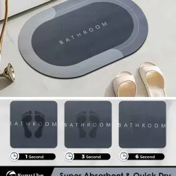 sunvibe Grey Slogan Rubber 24x16 Inches AntiSkid Bath Mats (Pack of 2) image 4