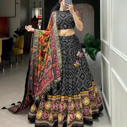 mitrabiz Ikat Semi Stitched Lehenga Choli-picture-10