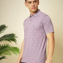 uniberry Men Printed Polo Neck Cotton Blend Purple T-Shirt image 3