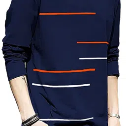 leotude Pack of 2 Men Striped Round Neck Cotton Blend Multicolor T-Shirt image 4