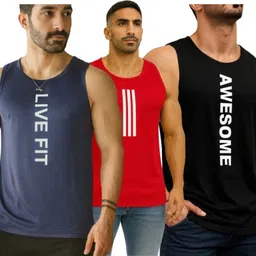 elite trendzz Pack of 3 Gym Wear Polyester Sando for Men – Sleeveless Top Men Vest-picture-15