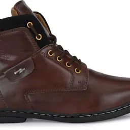 shoe island Robust-X ™ Leather Dark Brown Tough Lace Ups High Ankle Length Mens Casual Boots Boots For Men image 3