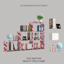 sb07 18 Layer Multipurpose Portable SpaceSaving Cloth/Shoe/Books Shelf Home & Office Metal Open Book Shelf image 2