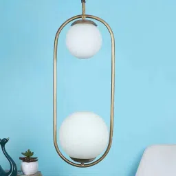 sinoman Pendant Capsule Gold Colour Metal Globe Hanging Light (with Bulb) image 2