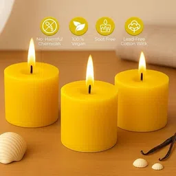 wojjoy Yellow Pillar Candle Set of 12 Candle image 4