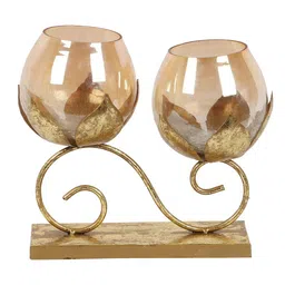 amaya decors Double Lotus Glass Tealight Holder image 2