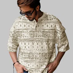 eyebogler Men Self Design Cotton Blend Straight Kurta image 2