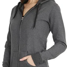 fleximaa Women Full Sleeve Solid Hooded Sweatshirt image 3