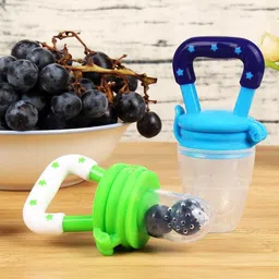 ecilak Baby Silicone Fruit and Juice Feeder with Cover for 3-12 Months BPA Free Feeder image 2