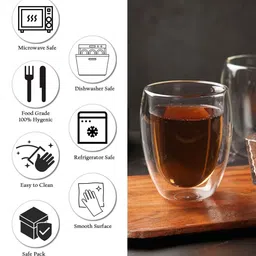 ceradeco (Set of 2) 300ml Double Wall Glass Coffee Mug image 5