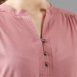 himanc Casual Regular Sleeves Self Design Women Pink Top image 3