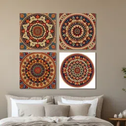 nestroots Floral Circle Canvas Collection Printed Set of 4 Wall Painting Stretch Canvas Frame-picture-22