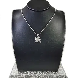 parnika Divine Ganesha Carved Swastik Pure 92.5 Sterling Silver Pendant image 3