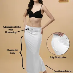 Laptraded Fishcut Saree Shapewear White Lycra Bland Petticoat Lycra Blend Petticoat-picture-27