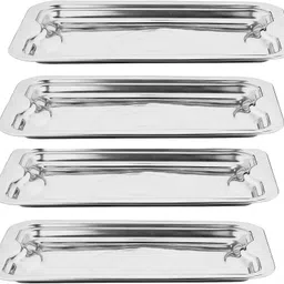 dokchan Serving Tray Rectangle Premium Dining Table Plater, Large, Silver Tray-picture-28