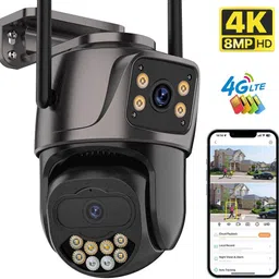 SIOVS 4G SIM Dual lens 4K HD Camera PIR Detection Smart Alerts 2way Audio Night Vision Security Camera image 1