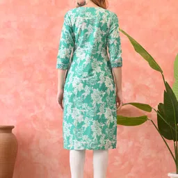 prisca Women Floral Print Pure Cotton Straight Kurta image 2