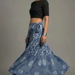 matkewalaz Women Applique Wrap Around Grey Skirt image 5