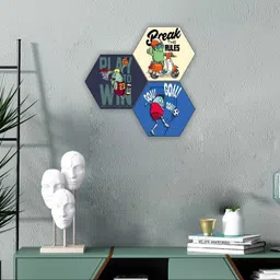 glpri Set of 3 Hexagon motivational quotes UV Textured Digital Reprint 17 inch x 17 inch Painting image 2